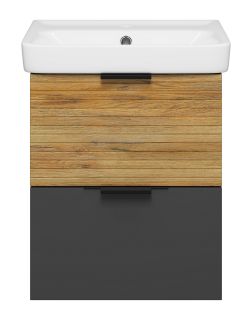 Подвесная тумба под раковину Misty Форест 50см дуб Вотан/антрацит